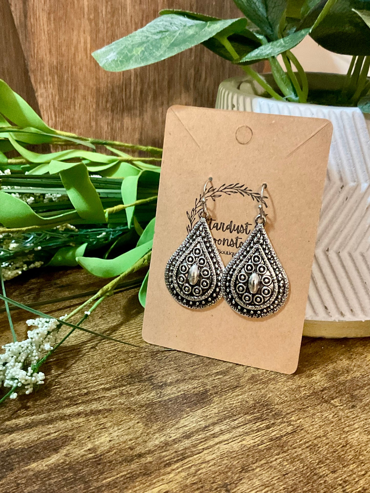 Silver Filigree Teardrop Earrings