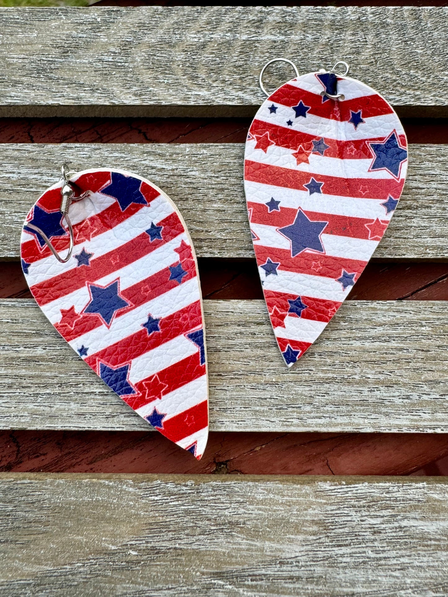 Petal Shaped Patriotic Earrings Fourth of July Flag