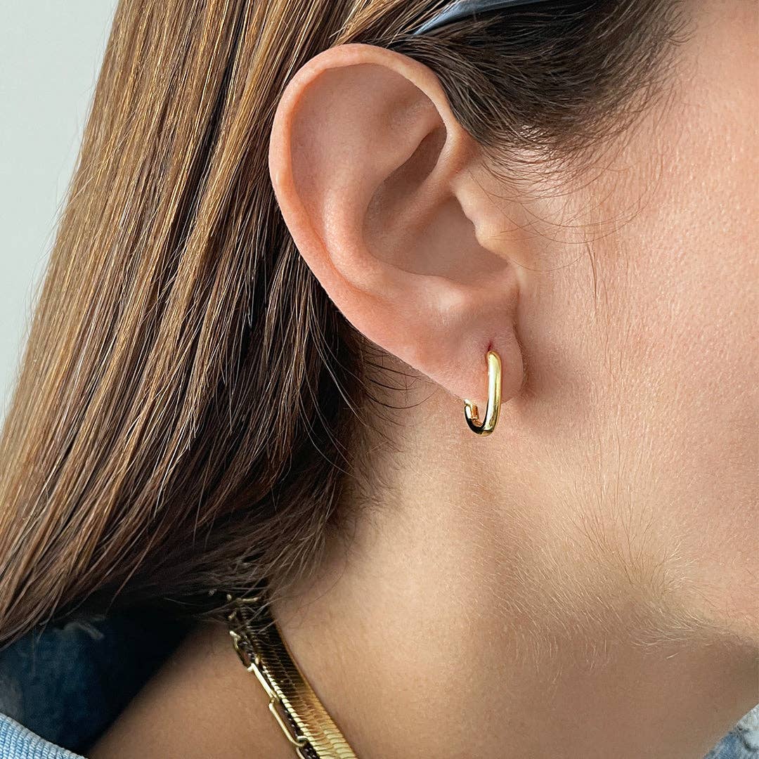 Rectangle Hoop Earrings Gold