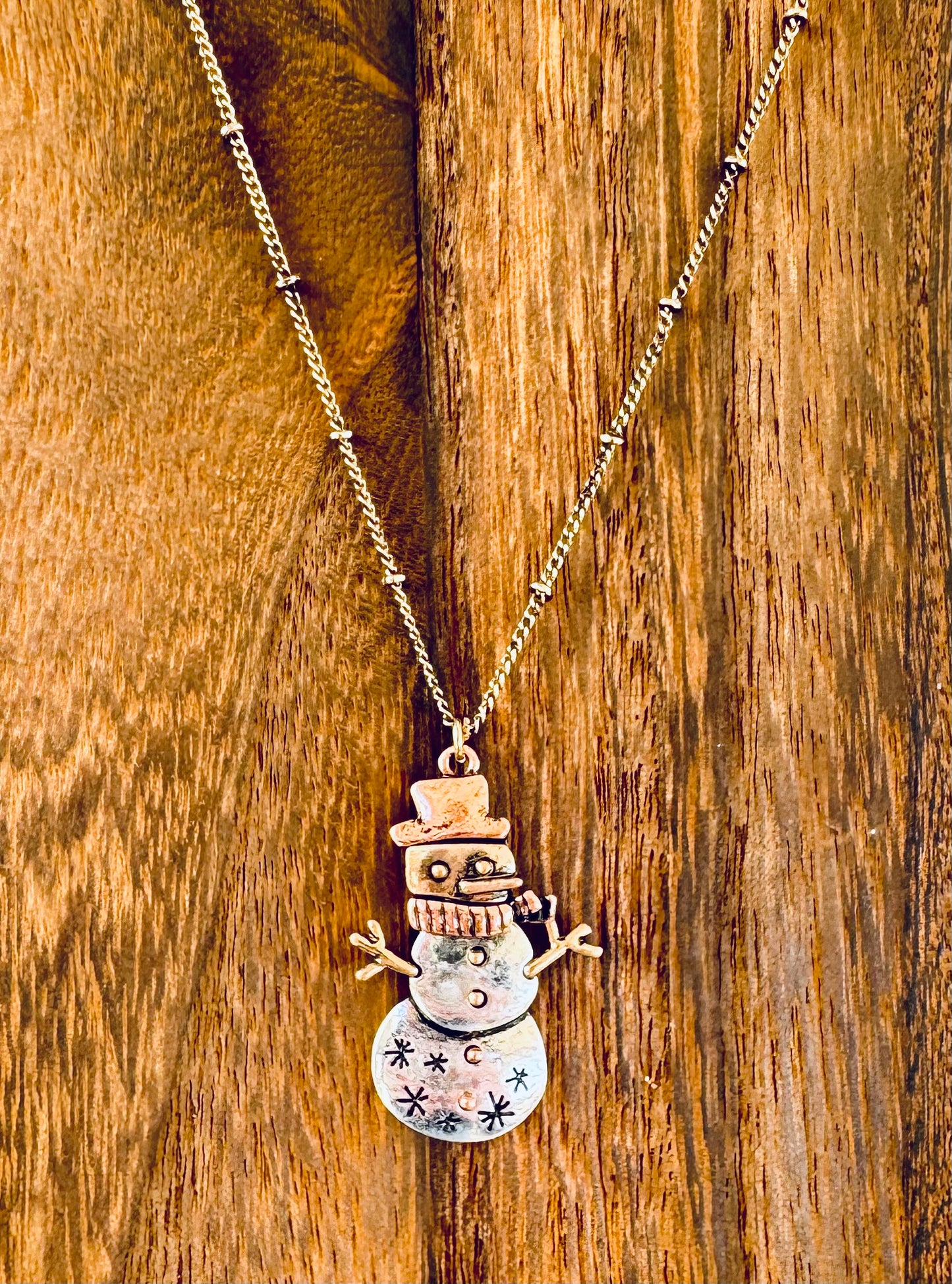 Two-tone Snowman Necklace Set
