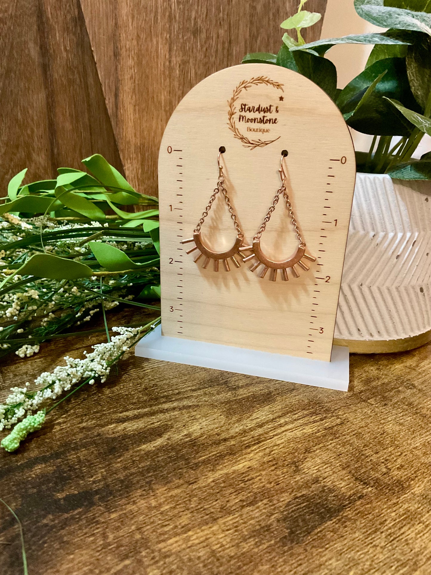 Rose Gold Metal Chain Drop Earrings