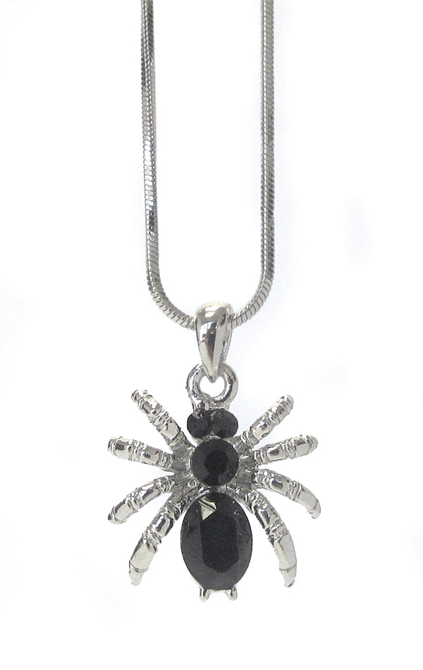 Crystal Spider Necklace with white gold plating **Preorder- Allow 7-10 days before shipping**