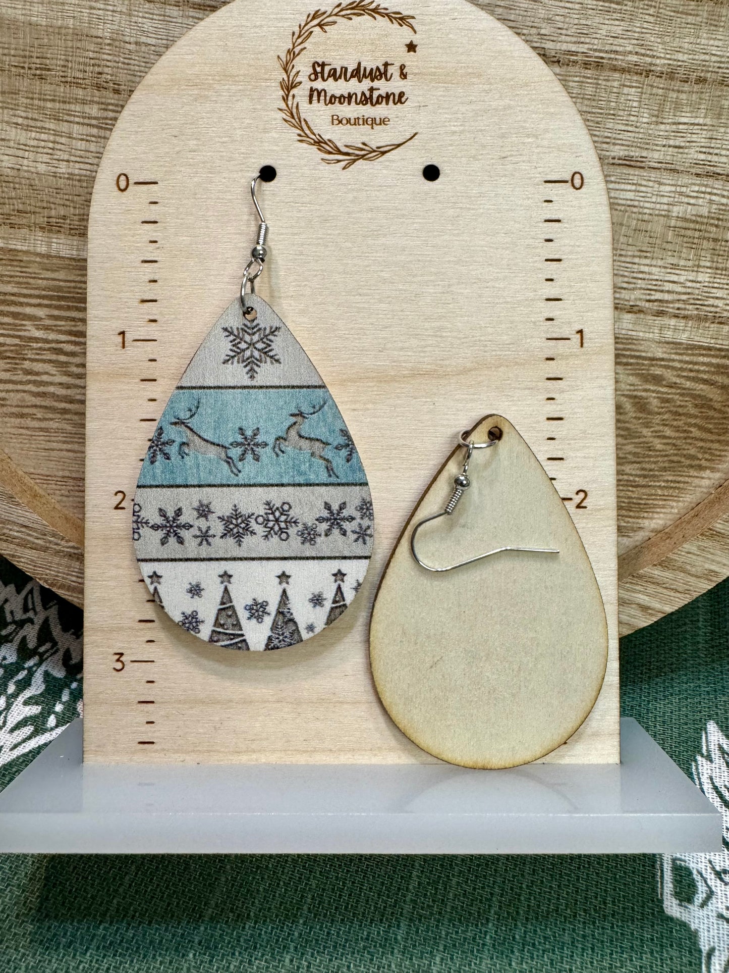Winter Themed Earrings in Country Blue