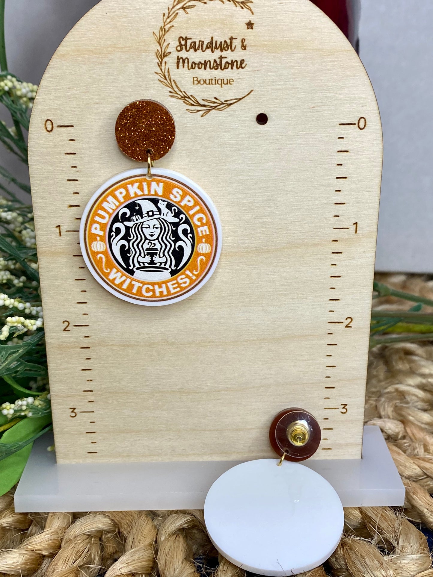 Fall Earrings - Pumpkin Spice Wiches Coffee