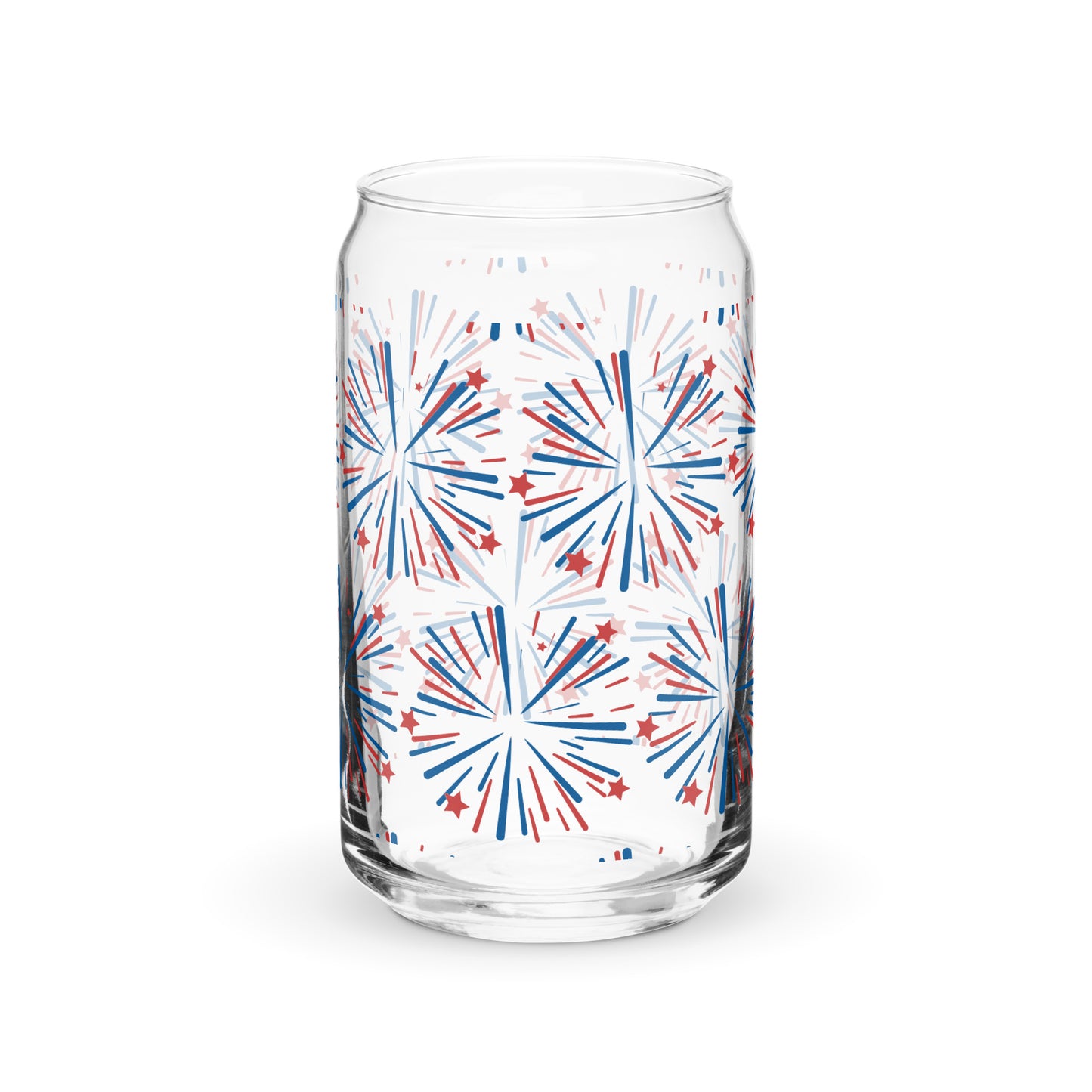 Fourth of July Fireworks Glass tumbler with optional bamboo lid and straw