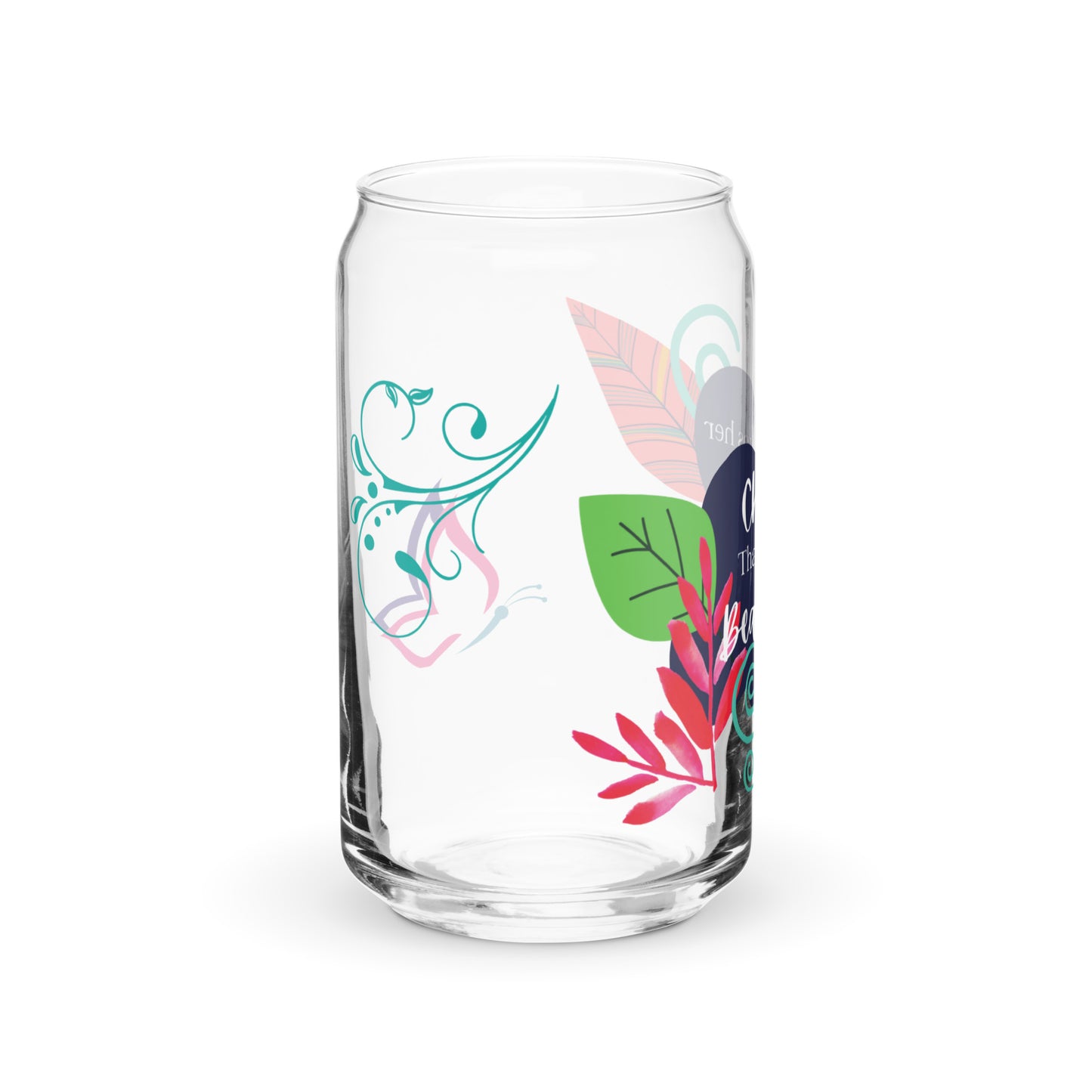 Chaos Quote Glass tumbler with optional bamboo lid and straw
