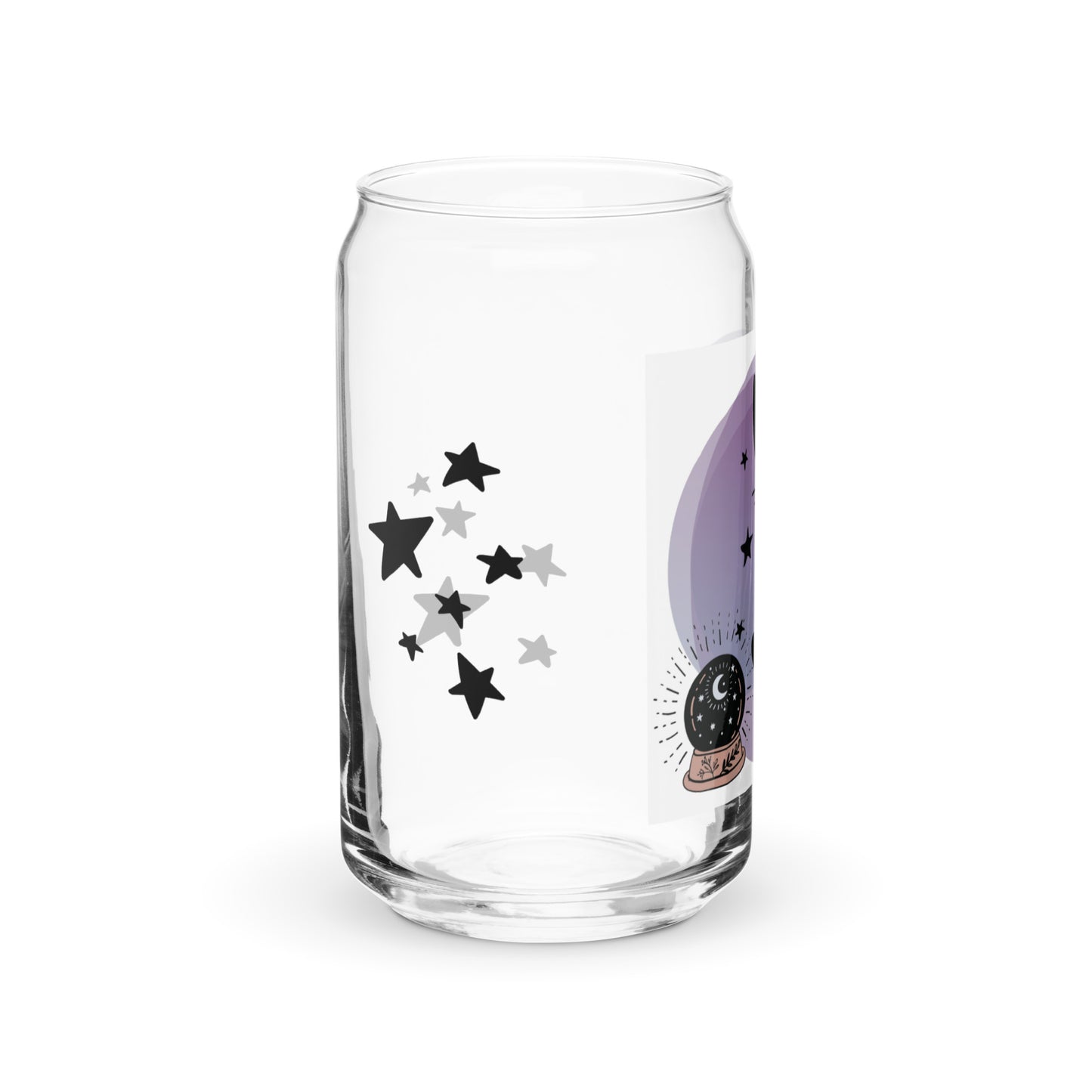 Celestial Cat Glass tumbler with optional bamboo lid and straw