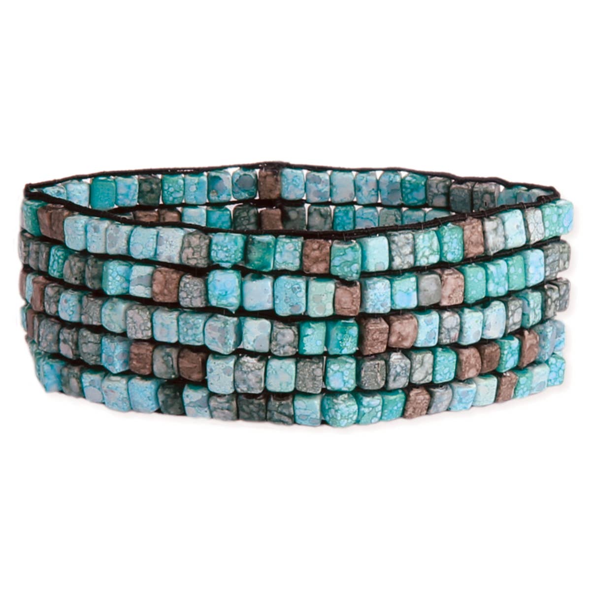 Turquoise Hue Watercolor Beaded Stretch Bracelet