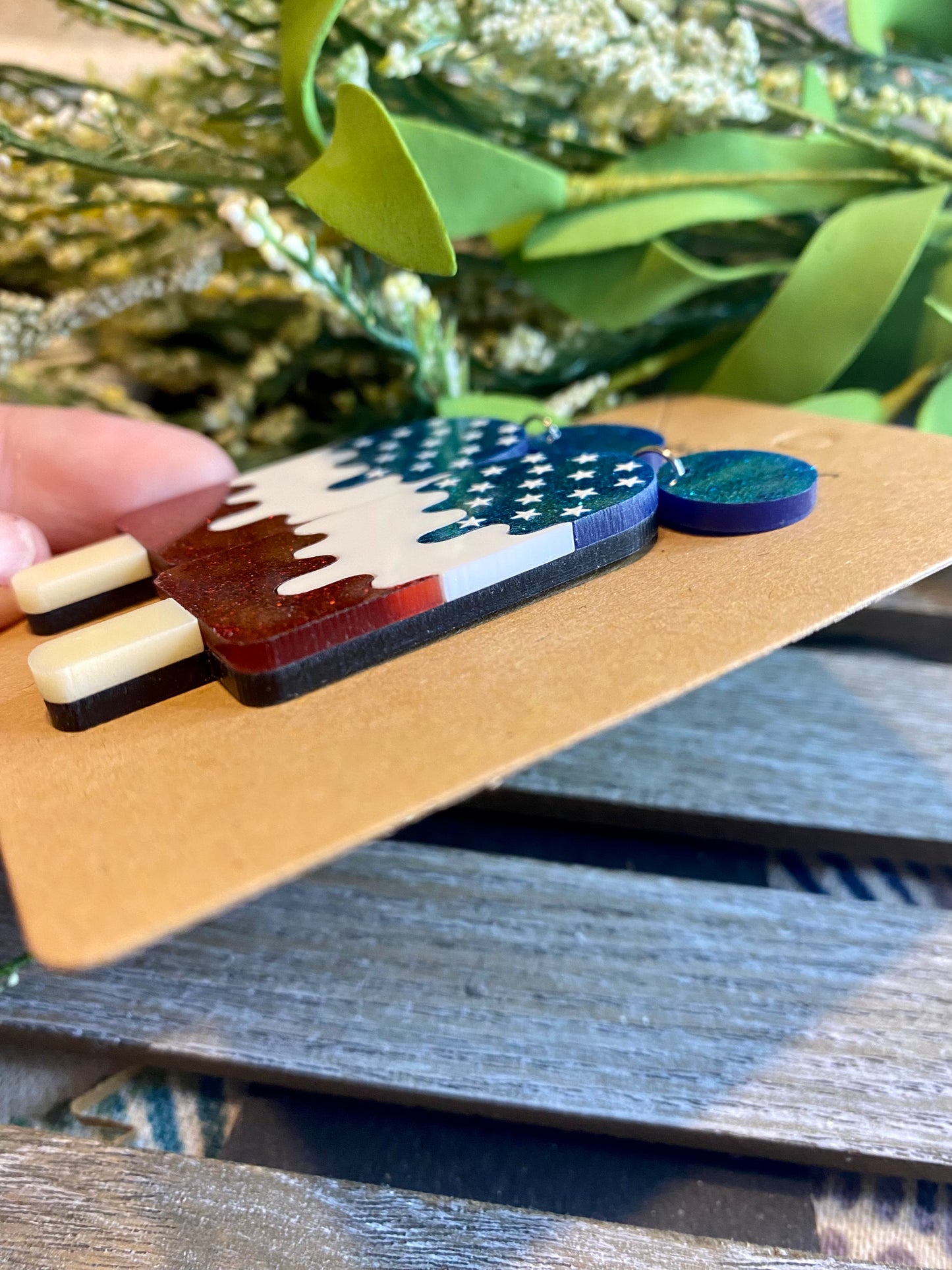 Stars & Stripes Cone Acrylic Earrings