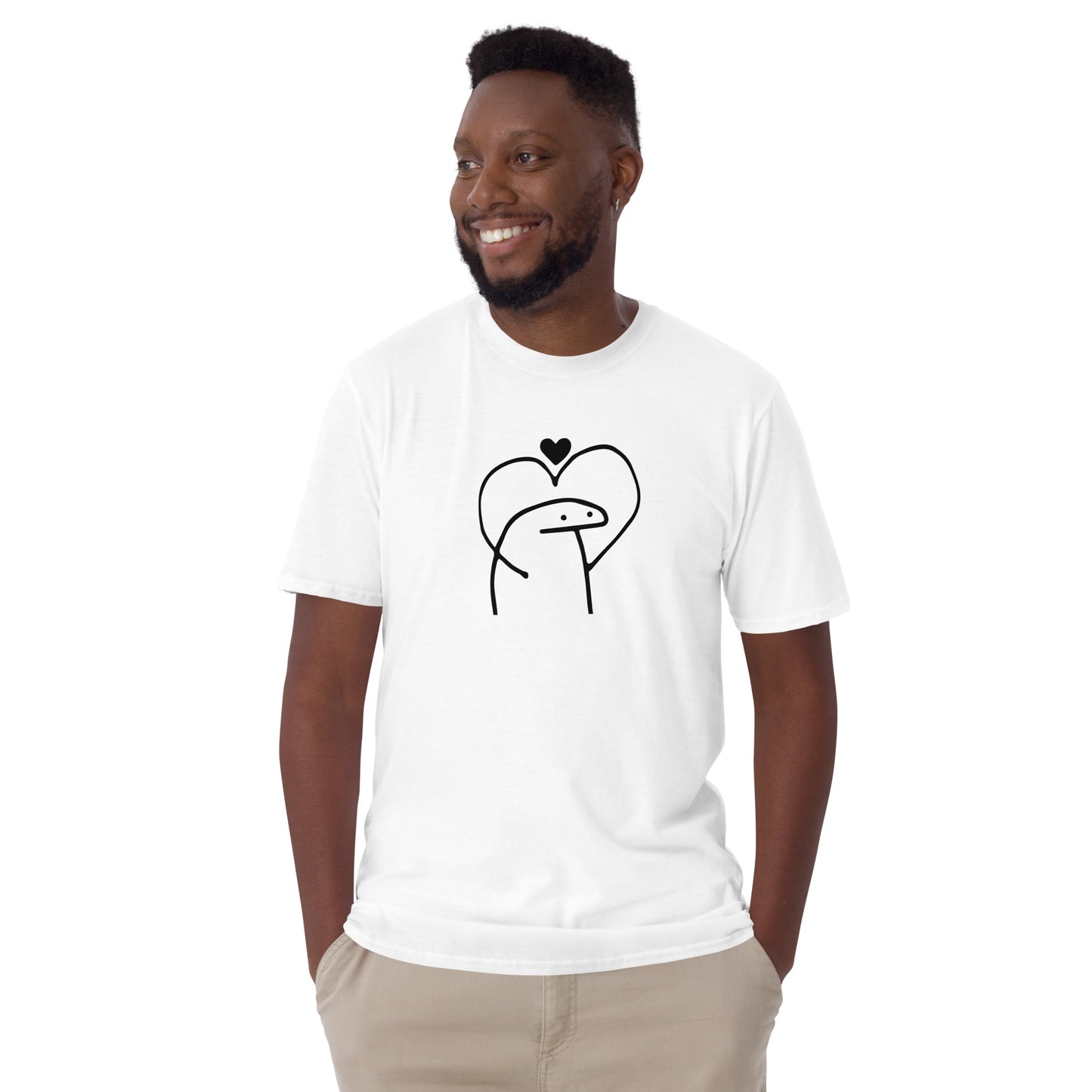 Stick Man Heart Gesture Short-Sleeve Unisex Valentines Love T-Shirt - Stardust & Moonstone