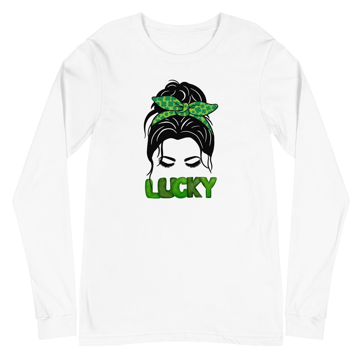 Lucky Lady with Bow Shamrock Unisex Long Sleeve Tee St Patrick’s Day - Stardust & Moonstone