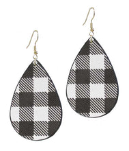Load image into Gallery viewer, Black &amp; White Buffalo Plaid Earrings - Stardust &amp; Moonstone
