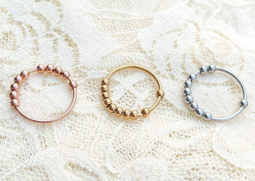 Fidget/Anxiety Beaded Ring - Stardust & Moonstone