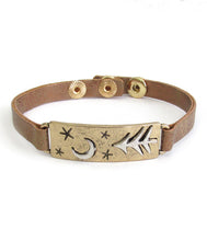 Load image into Gallery viewer, Moon &amp; Tree Leatherette Band Bracelet - Stardust &amp; Moonstone
