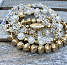 Load image into Gallery viewer, Gold Bead Bracelet Stack - Stardust &amp; Moonstone
