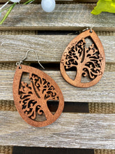 Load image into Gallery viewer, Wooden Tree Earrings - Stardust &amp; Moonstone
