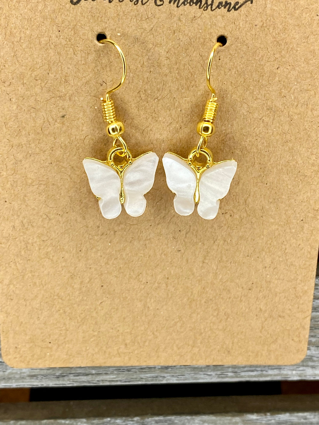 Pearlized Butterfly Earrings - Stardust & Moonstone