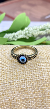 Load image into Gallery viewer, Antiqued Evil Eye Ring - Stardust &amp; Moonstone
