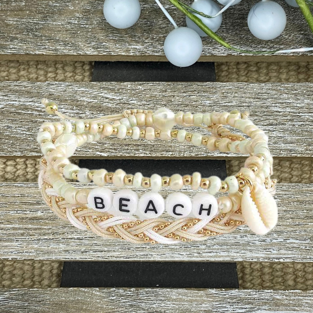Beach Word Block Bead Bracelet