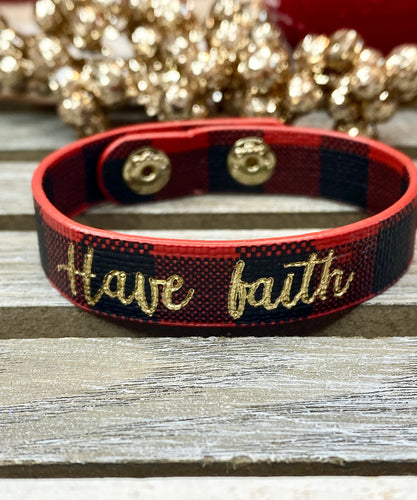 Have Faith Plaid Snap Bracelet Wrap - Stardust & Moonstone