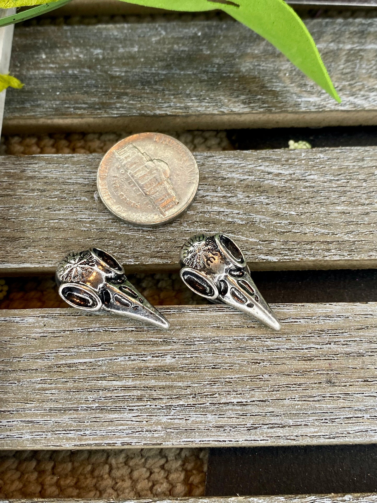 Mystical Crow/Raven Skull Earrings - Stardust & Moonstone