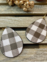 Load image into Gallery viewer, Black &amp; White Buffalo Plaid Earrings - Stardust &amp; Moonstone
