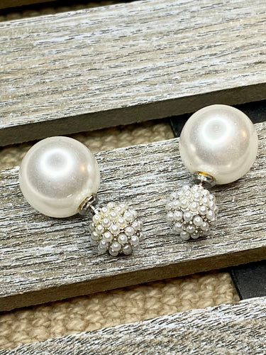 Pearl Pave Double-sided  Earrings - Stardust & Moonstone