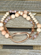 Load image into Gallery viewer, Rose Gold &amp; Bead Double Bracelet - Stardust &amp; Moonstone
