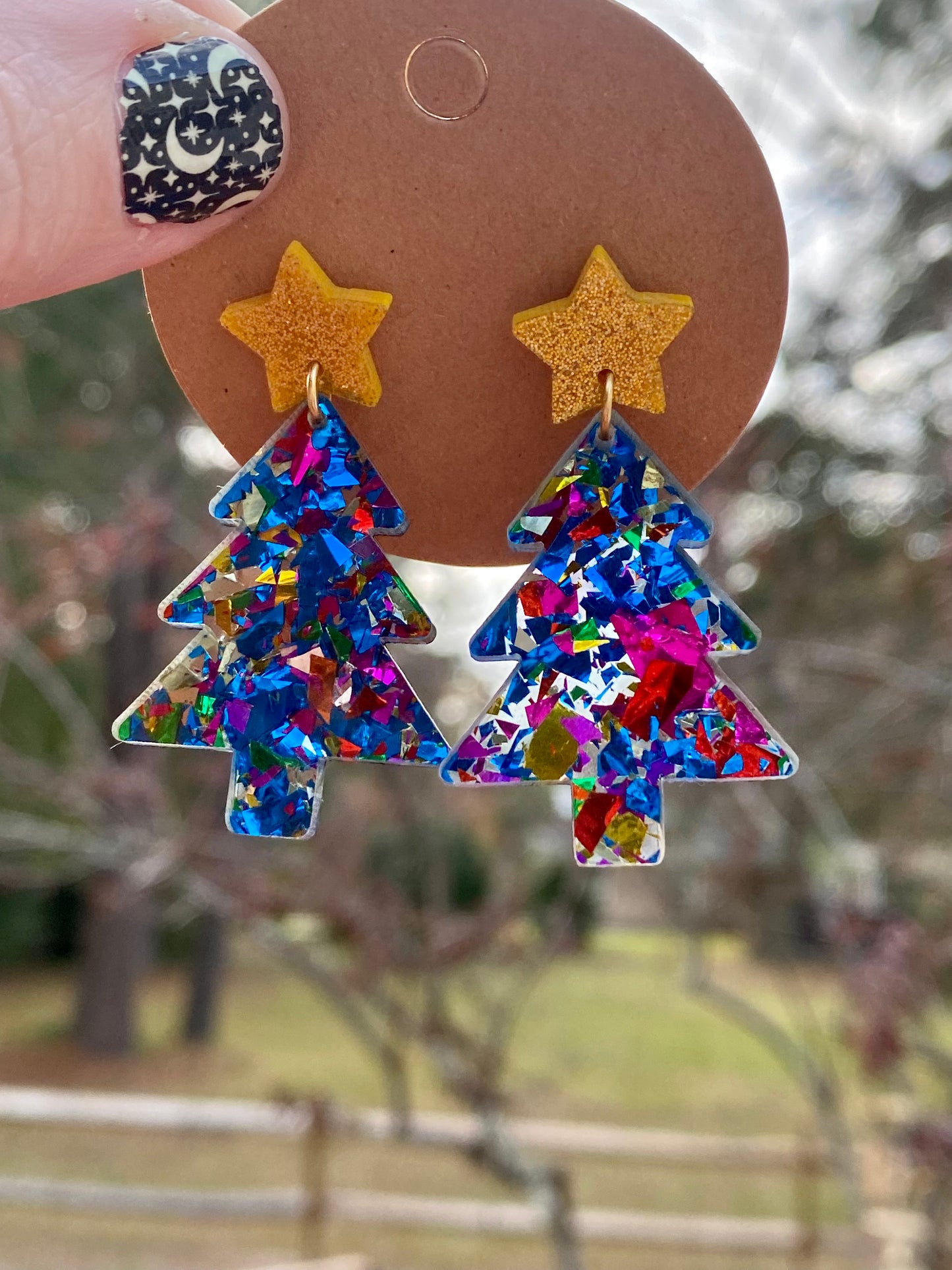 Colorful Acrylic Christmas Tree Earrings
