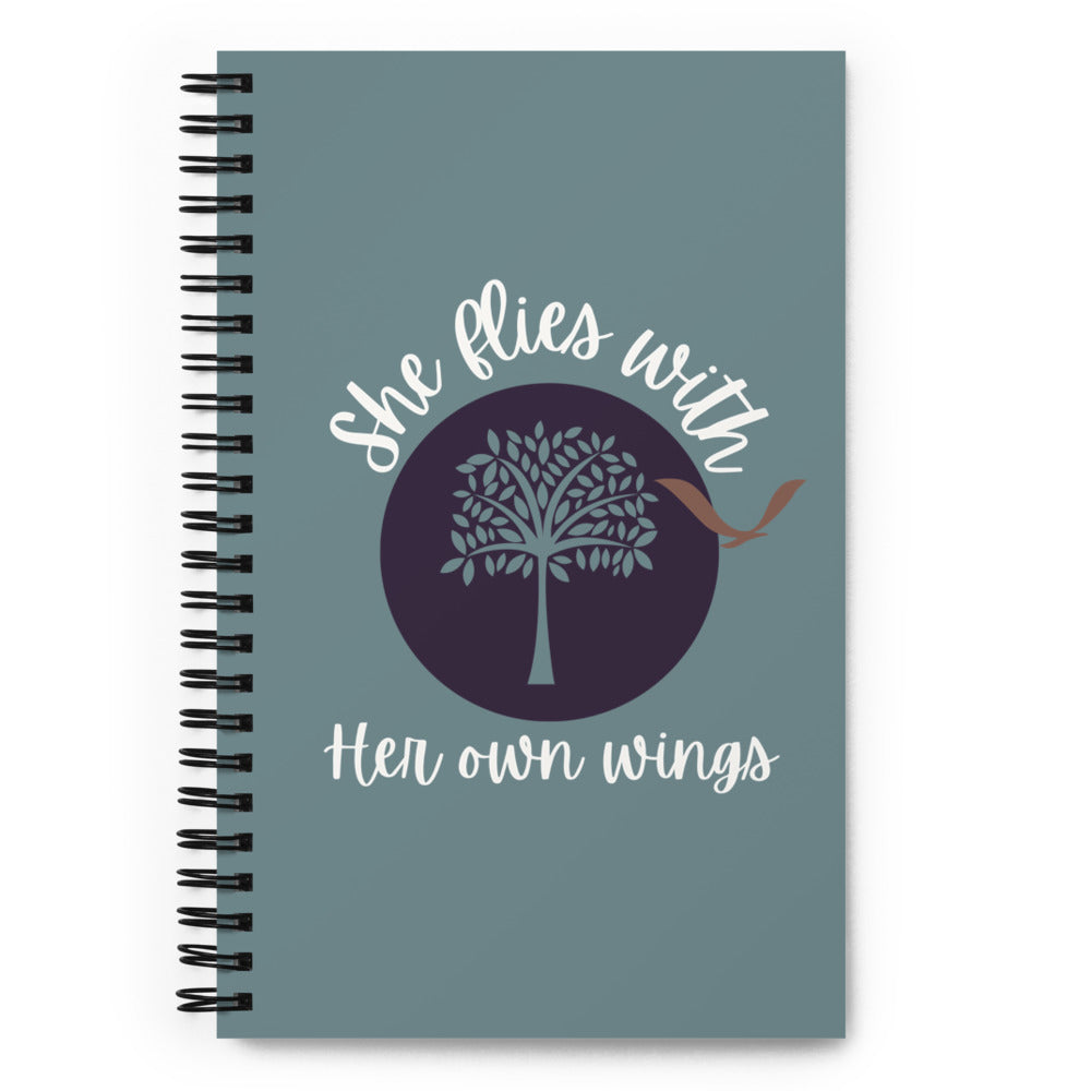 “She Flies” Spiral Dotted Page Notebook - Stardust & Moonstone