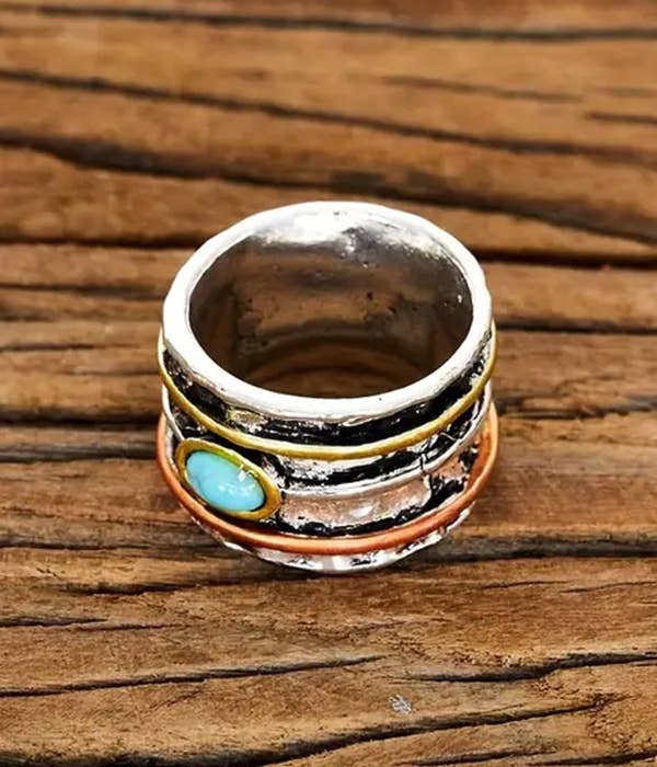 Turquoise Center Wide Statement Ring