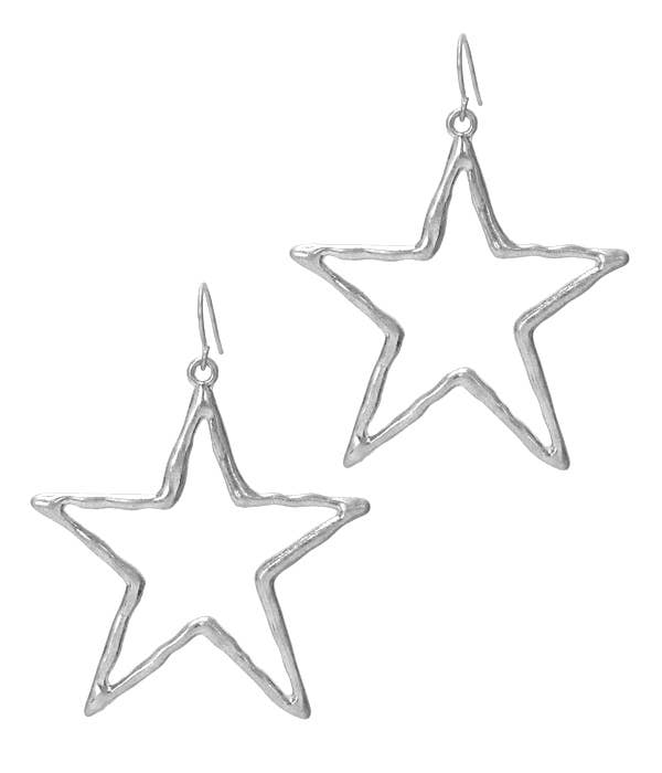 Silver Star Hammered Metal Earrings