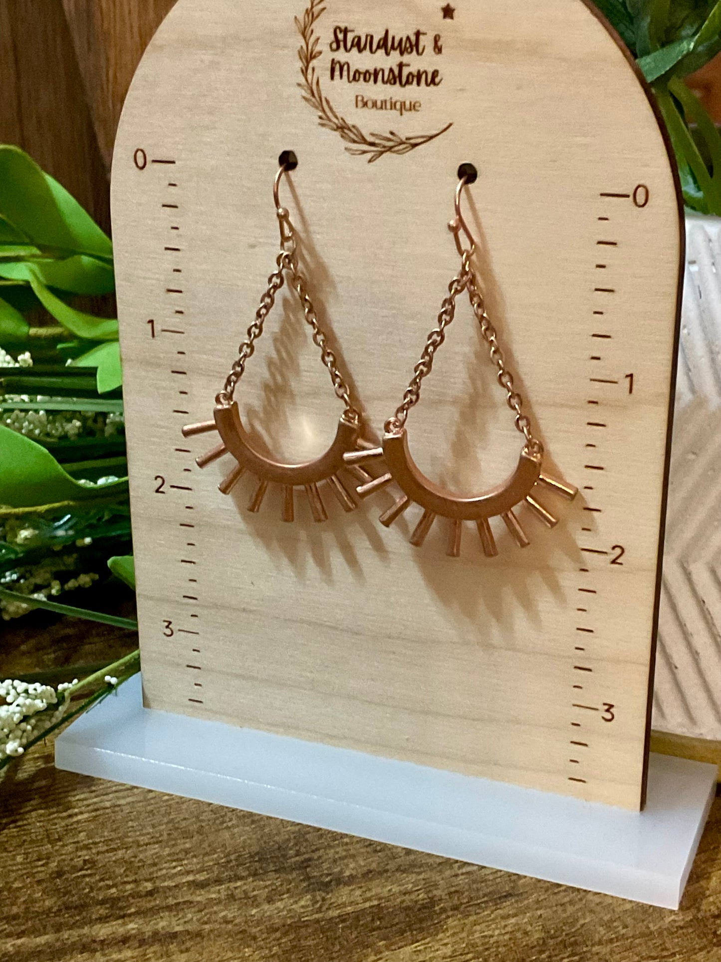 Rose Gold Metal Chain Drop Earrings