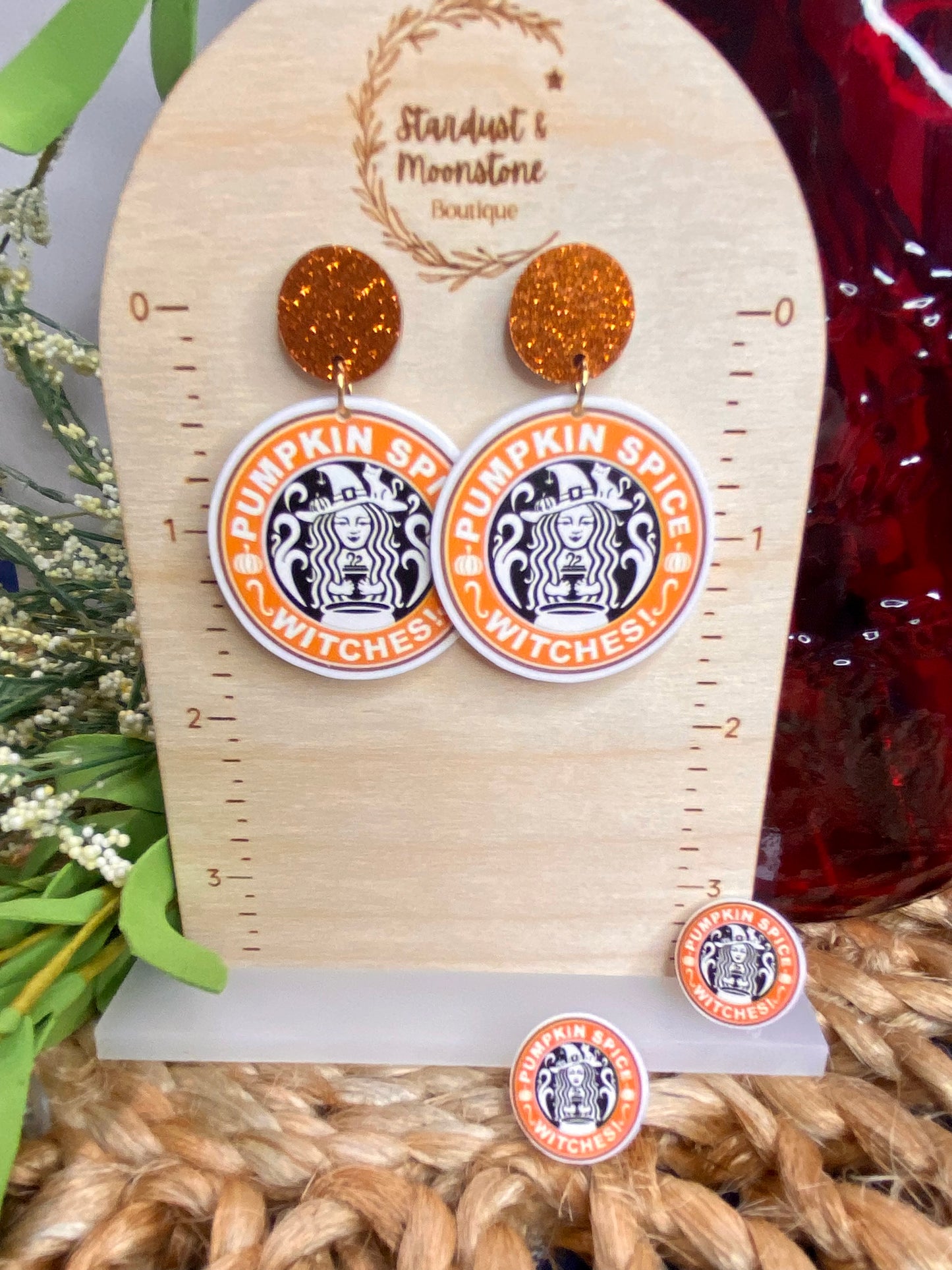 Fall Earrings - Pumpkin Spice Wiches Coffee