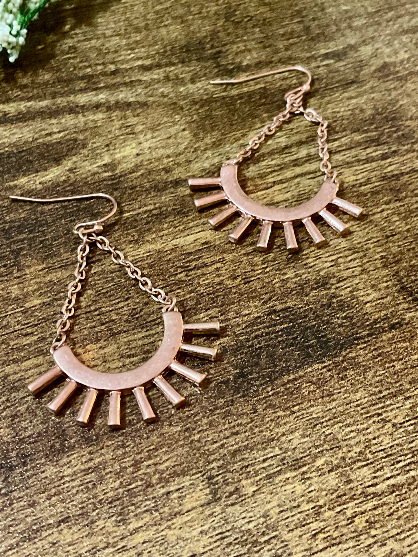 Rose Gold Metal Chain Drop Earrings