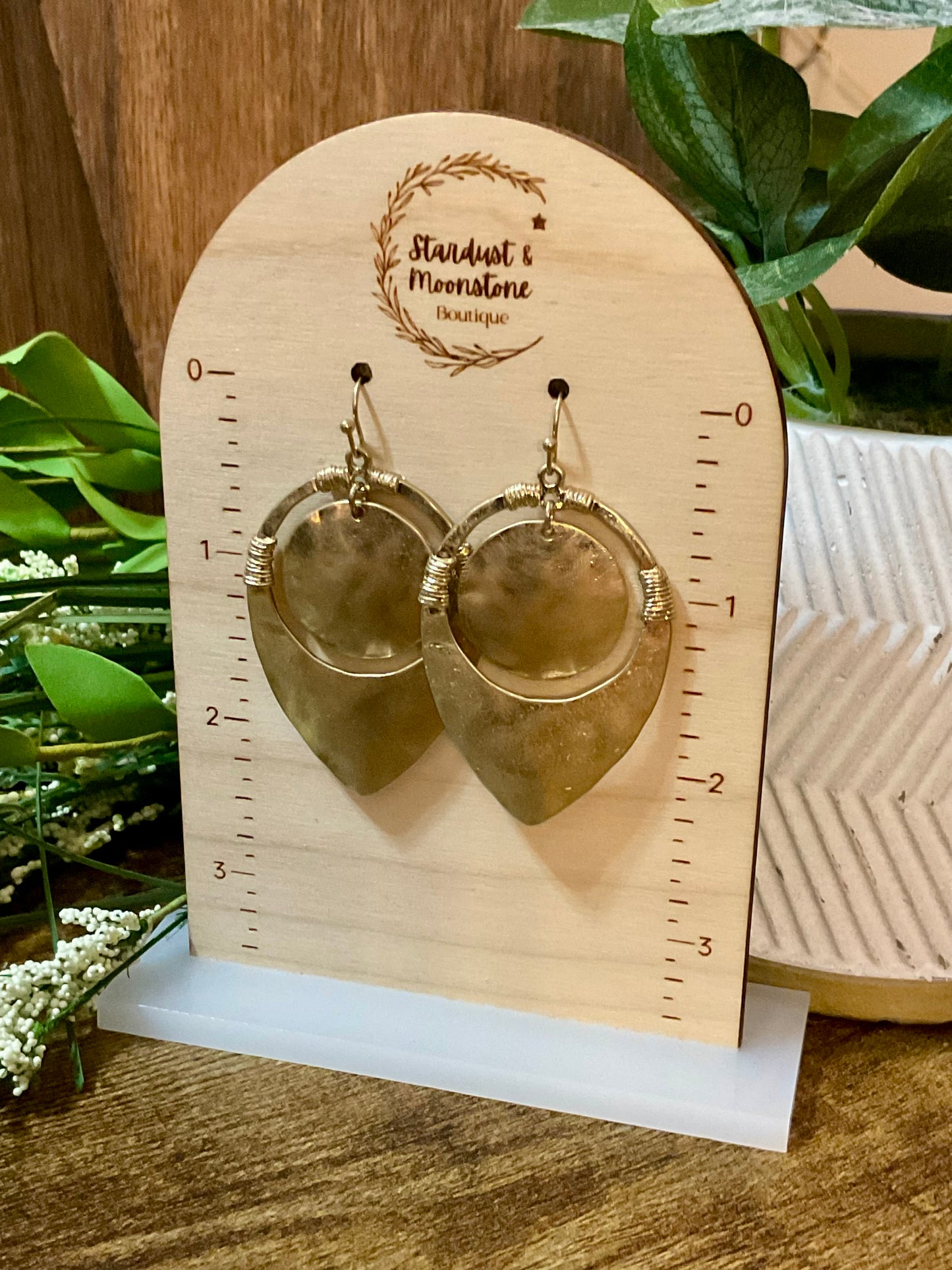 Gold Hammered Metal Disc Earrings