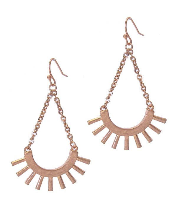 Rose Gold Metal Chain Drop Earrings