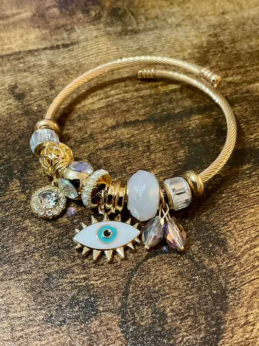 Evil Eye Gold Charm Bracelet