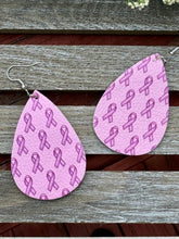 Load image into Gallery viewer, Breast Cancer Awareness Pink Teardrop Earrings
