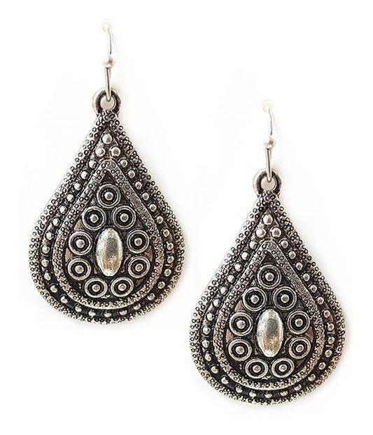 Silver Filigree Teardrop Earrings - Stardust & Moonstone