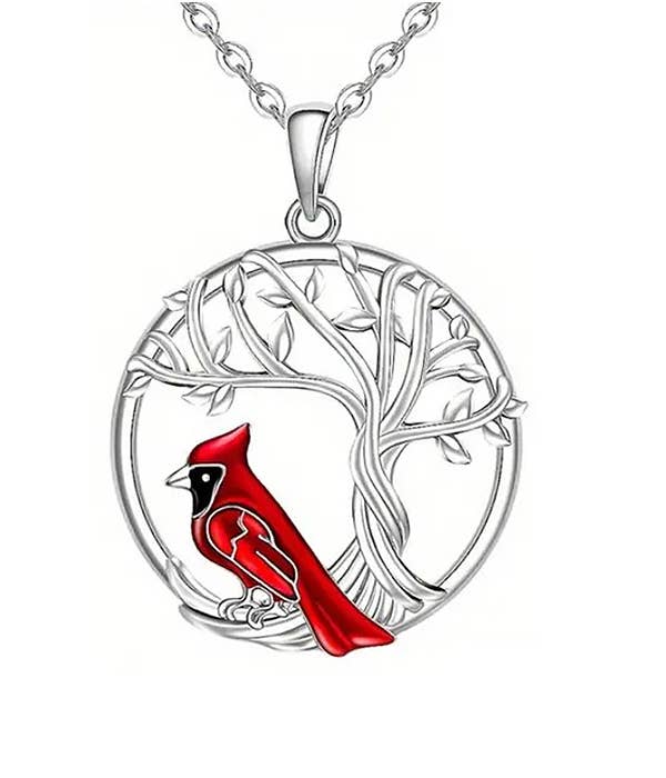 Cardinal Tree of Life Silver Necklace