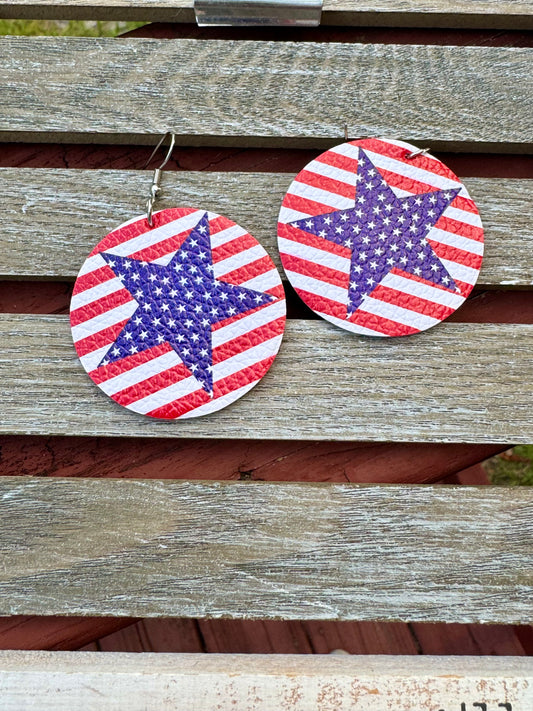 Circle Patriotic Earrings Fourth of July Flags - Stardust & Moonstone