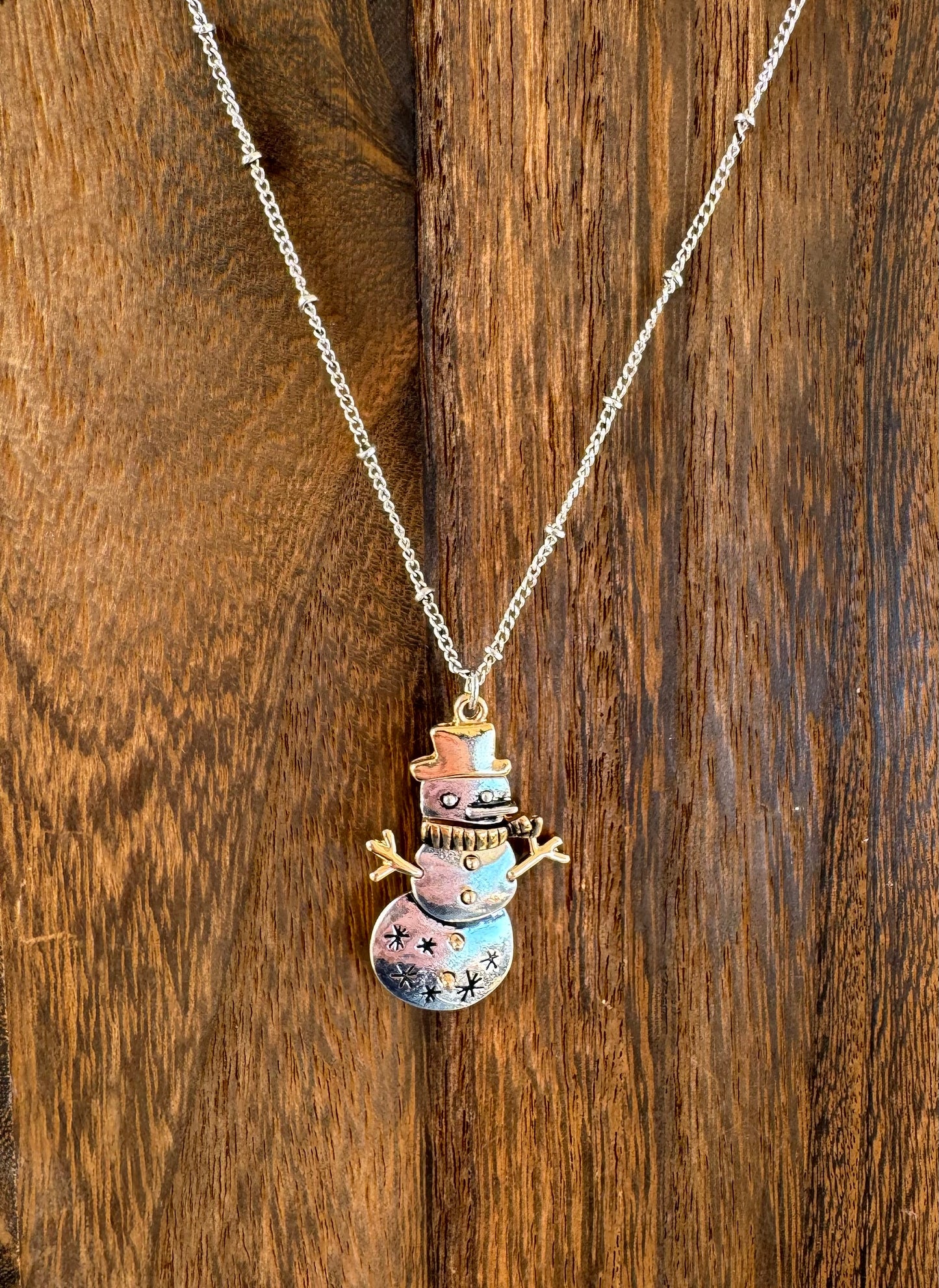 Two-tone Snowman Necklace Set
