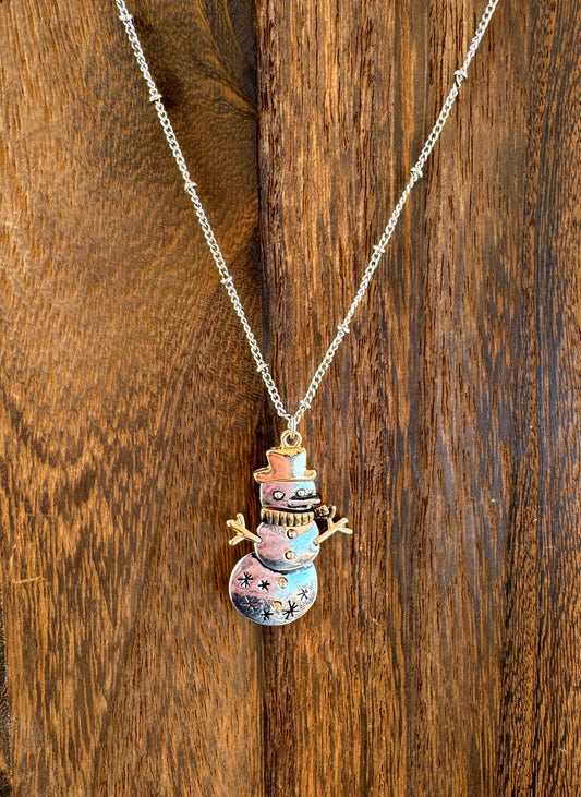 Two-tone Snowman Necklace Set