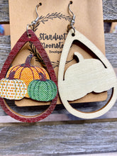 Load image into Gallery viewer, Fall Earrings - Wooden Pumpkin Patch
