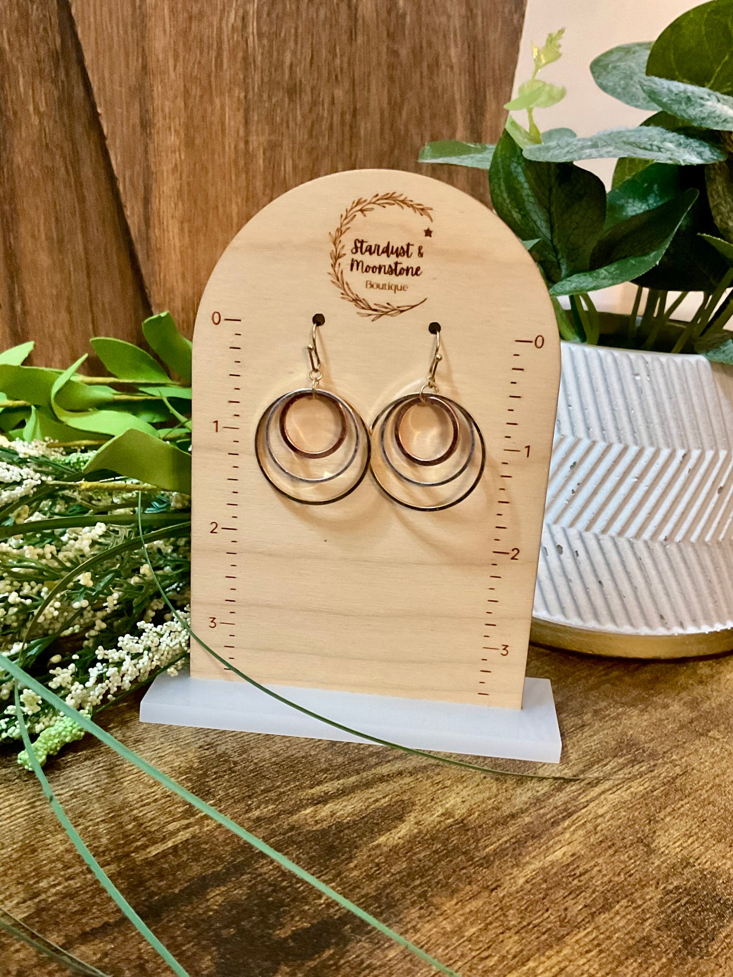 Triple Hoop Earrings with Gold, Silver, Rose Gold