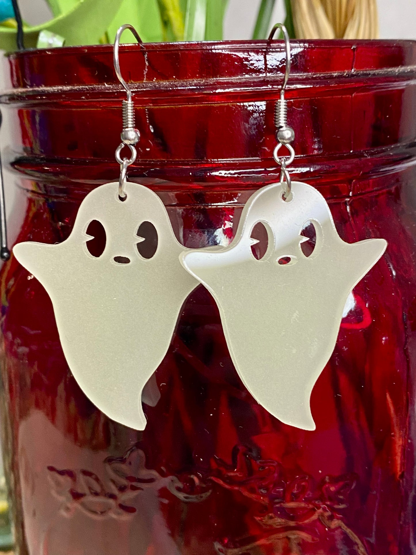 Fall Earrings - Glow-in-dark-Ghosts Halloween Dangles