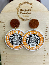 Load image into Gallery viewer, Fall Earrings - Pumpkin Spice Wiches Coffee
