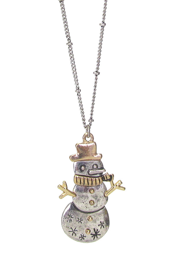 Two-tone Snowman Necklace Set