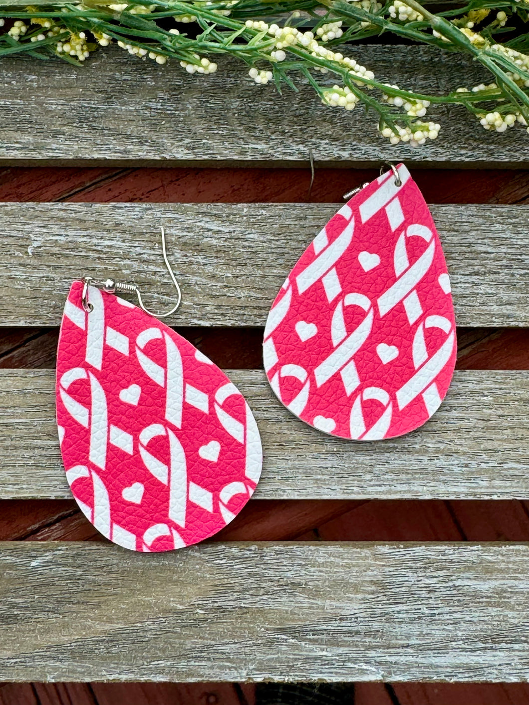 Breast Cancer Awareness Pink Teardrop Earrings